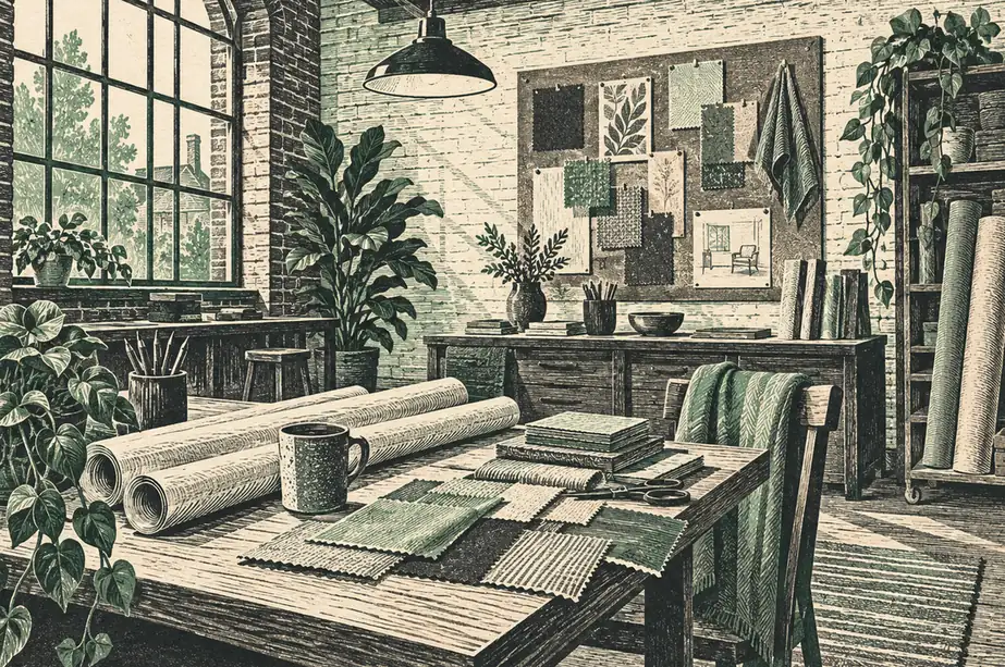 Illustration of interior businesses and their working space